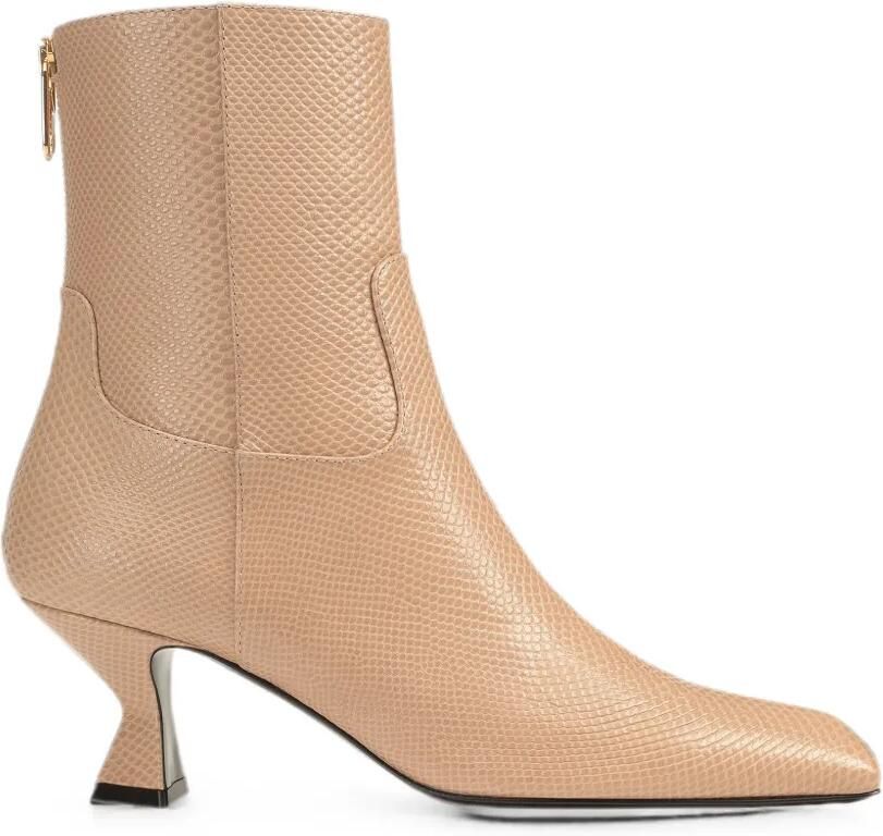 Sergio Rossi Sculpt enkellaarzen met hagedissen-effect Beige