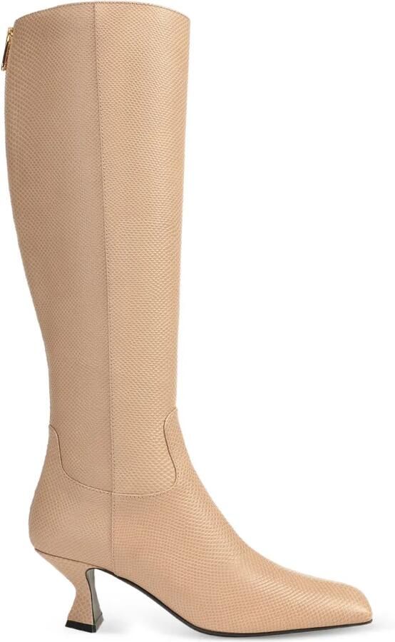 Sergio Rossi Sculpt leren laarzen met hagedissen-effect Beige