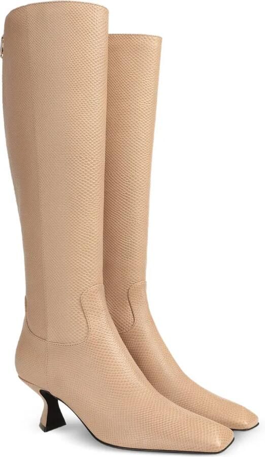 Sergio Rossi Sculpt leren laarzen met hagedissen-effect Beige - Foto 3