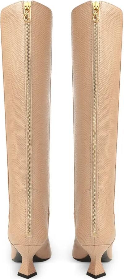 Sergio Rossi Sculpt leren laarzen met hagedissen-effect Beige - Foto 4