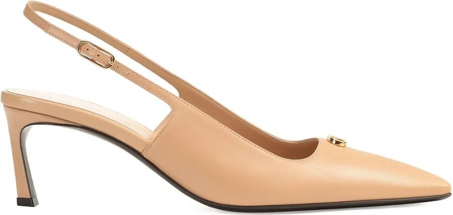 Sergio Rossi Slingback pumps met vierkante neus Beige