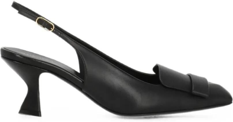 Sergio Rossi Slingback pumps met vierkante neus en plakkaat Zwart