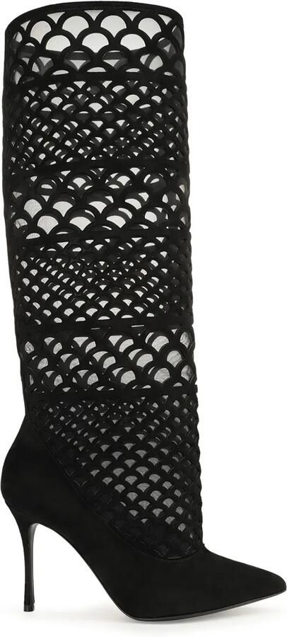 Sergio Rossi Sr Mermaid 90 mm geperforeerde laarzen Zwart