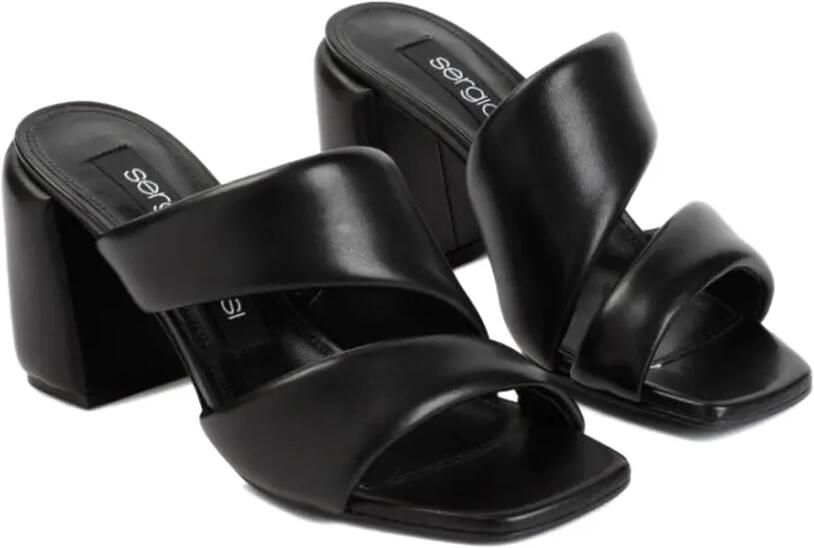 Sergio Rossi Sr Spongy gewatteerde leren sandalen Zwart