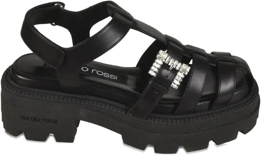 Sergio Rossi Twenty sandalen verfraaid met kristallen en plateauzool Zwart