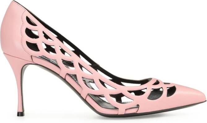 Sergio Rossi SR Mermaid 75 mm leren pumps Roze