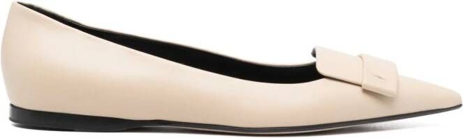 Sergio Rossi SR1 leren ballerina's Beige