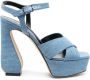 Si Rossi Sandalen met bewerkte hak Blauw - Thumbnail 1