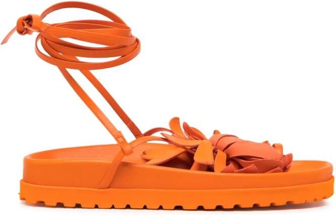 Silvia Tcherassi Idania sandalen met bloemenpatch Oranje