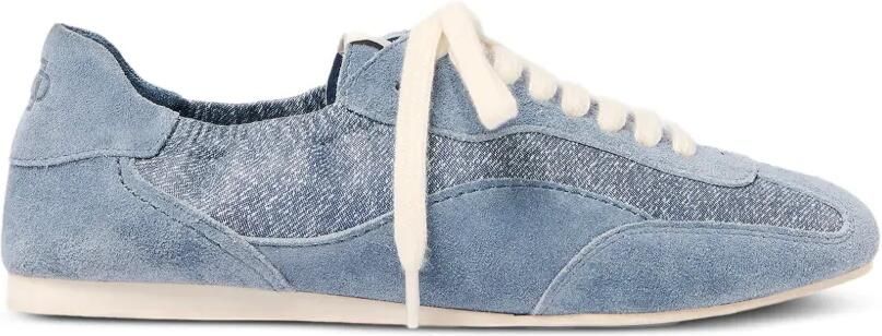 SIMKHAI Georgie leren sneakers met denim-print Blauw