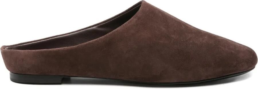 Simon Miller Suède slippers met open rug Bruin