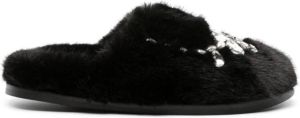 Simone Rocha embellished faux-fur slippers Zwart