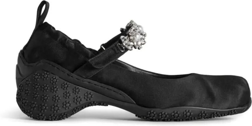 Simone Rocha Ballerina's verfraaid met bloemen Zwart