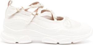 Simone Rocha Trek ballerina's met gekruiste bandjes Wit