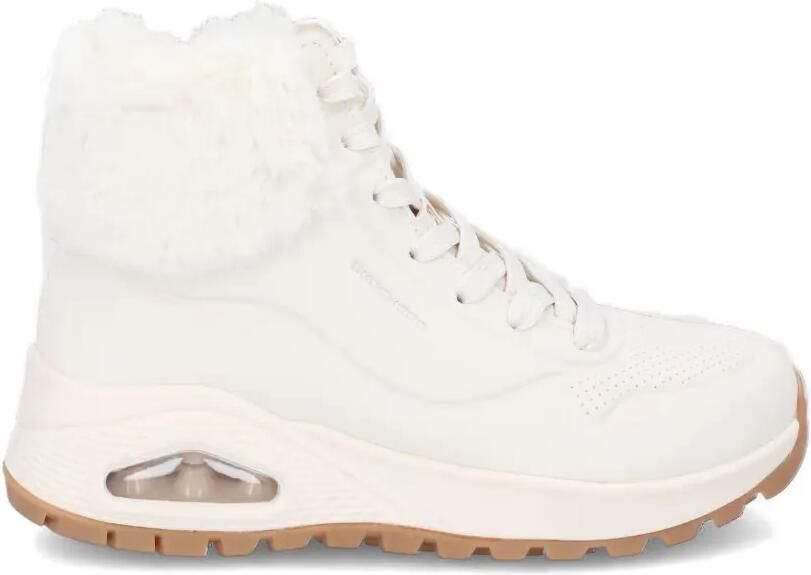 Skechers Enkellaarzen met veters en afwerking van imitatiebont Beige