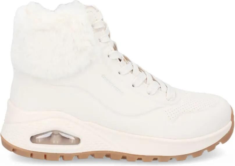 Skechers Enkellaarzen met veters en afwerking van imitatiebont Beige