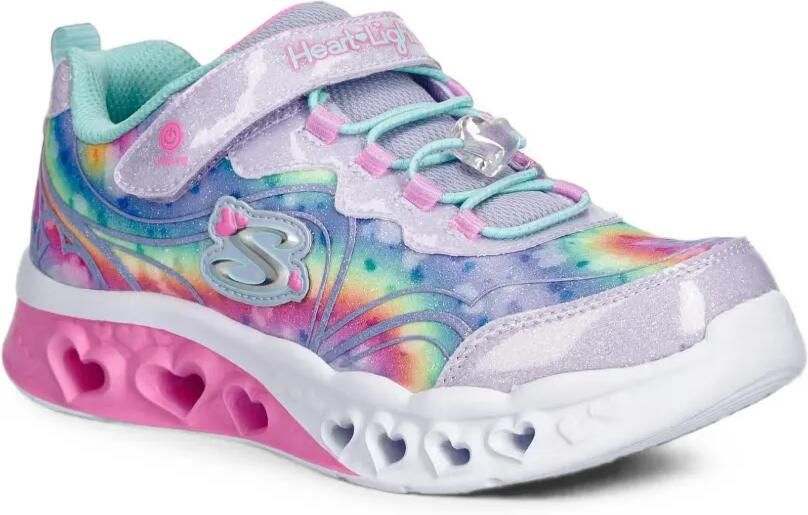 Skechers Heart Lights sneakers met regenboog-print Paars