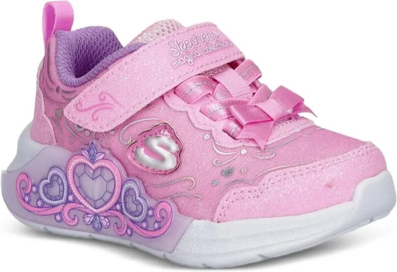 Skechers S-Lights: Lil Princess Steps low-top sneakers met glitter-effect Roze