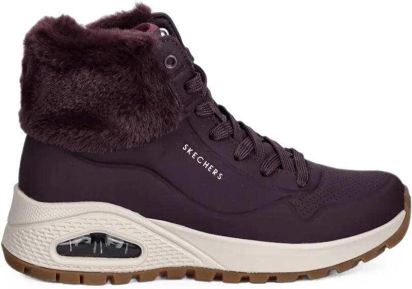 Skechers Uno Rugged enkellaarzen met afwerking van imitatiebont Paars