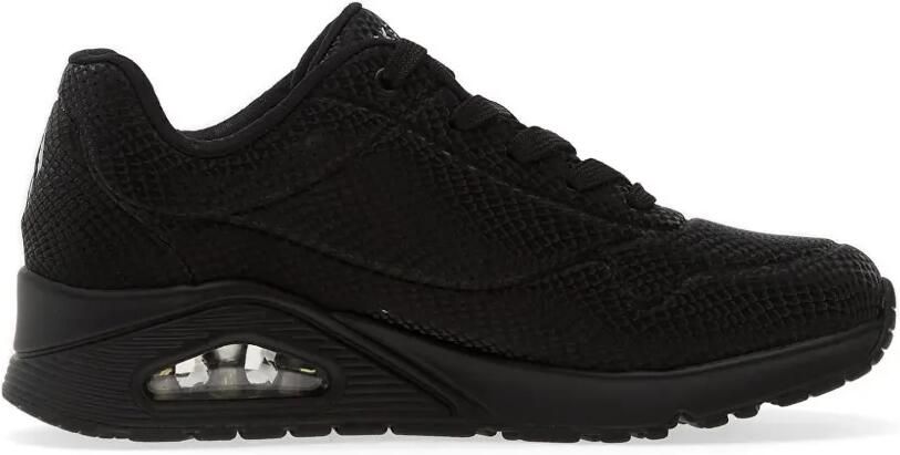 Skechers Uno Shiny Scale sneakers met slangenleer-effect Zwart