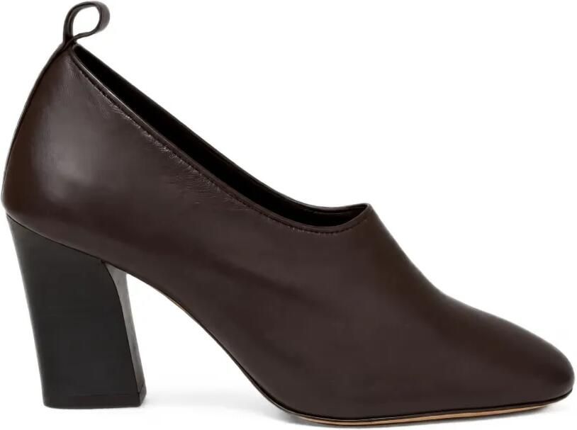 Soeur Thea leren pumps met blokhak Bruin