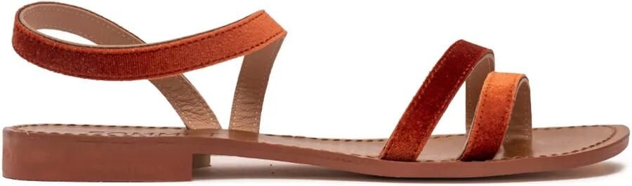 SOMMET Fluwelen sandalen met dubbele bandjes Oranje