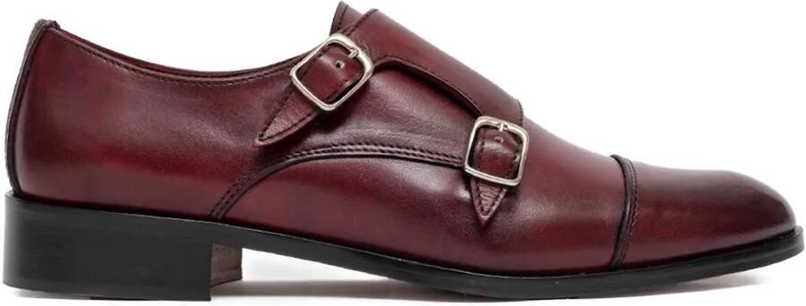 SOMMET Leren Oxford schoenen met dubbele gesp Rood