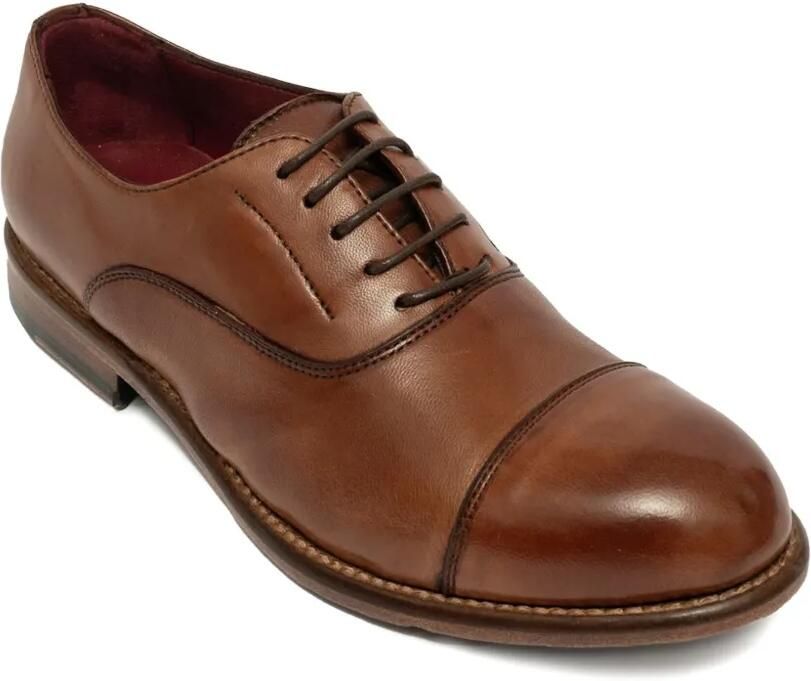 SOMMET Leren Oxford schoenen met neusdetail Bruin - Foto 2