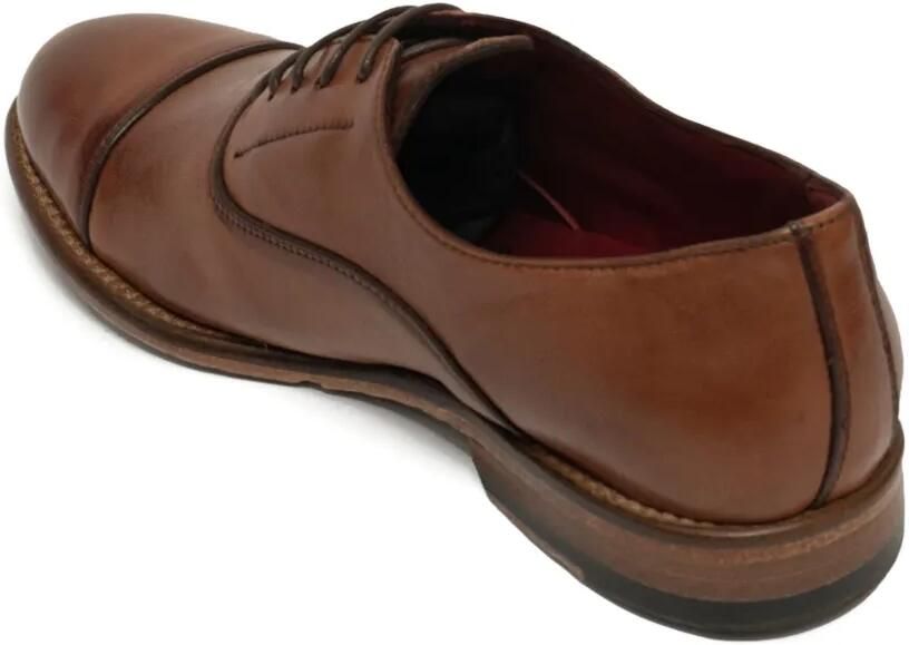SOMMET Leren Oxford schoenen met neusdetail Bruin - Foto 4