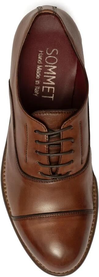 SOMMET Leren Oxford schoenen met neusdetail Bruin - Foto 5