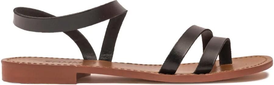 SOMMET Leren sandalen met enkelbandje Zwart