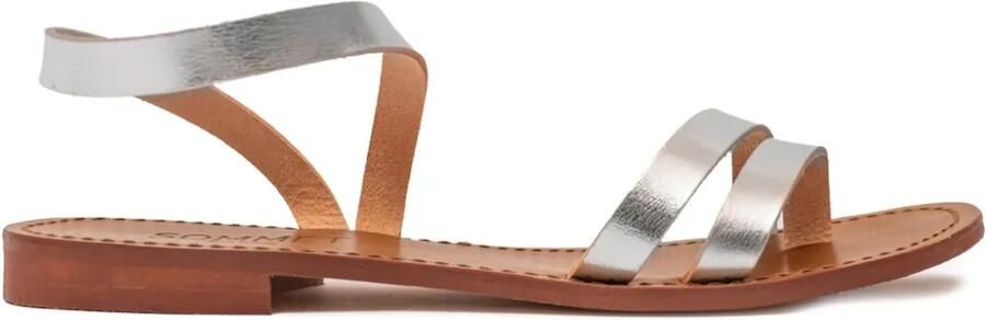 SOMMET Metallic platte sandalen Zilver