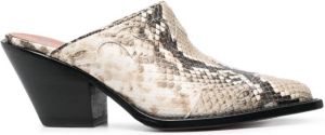 Sonora snakeskin-print leather mules Beige