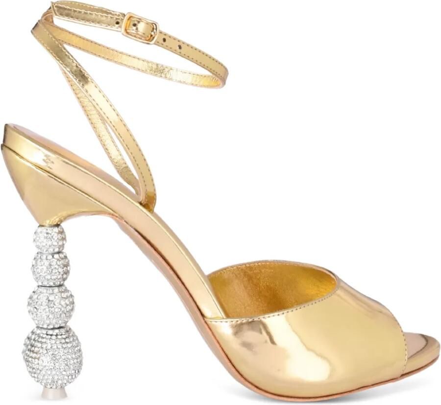 Sophia Webster 100 mm Natalia sandalen met kristallen en hak Goud