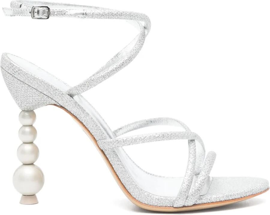 Sophia Webster 100 mm Perla sandalen Zilver
