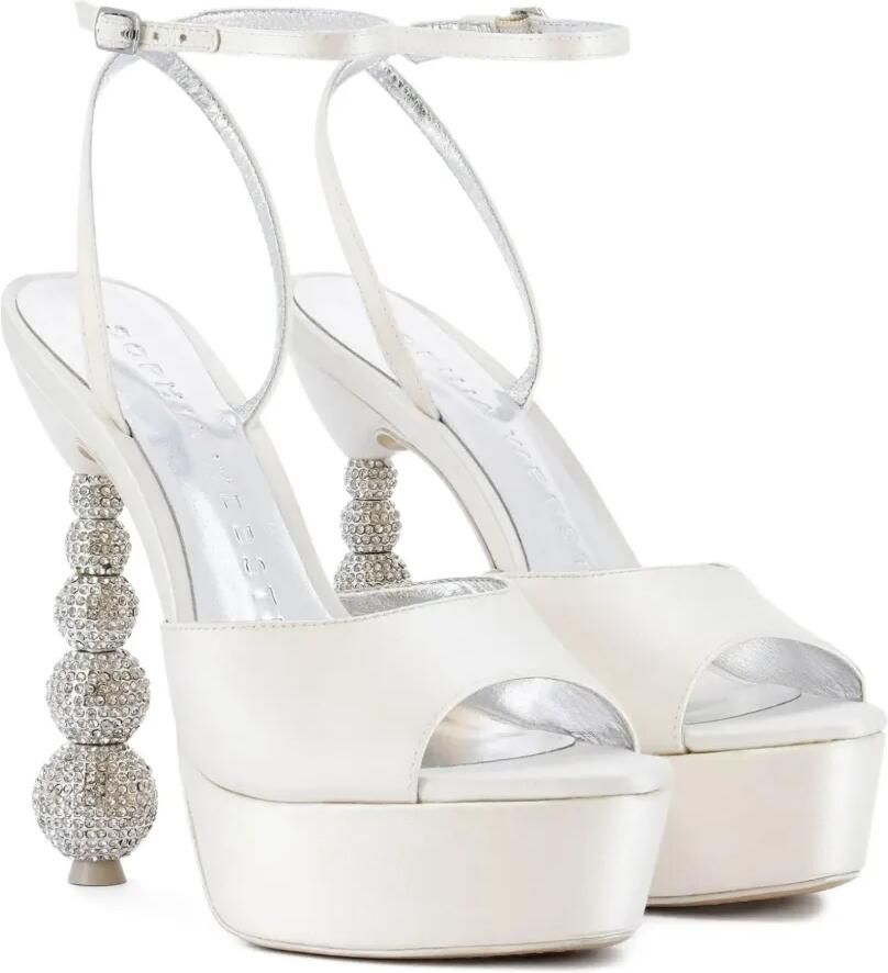 Sophia Webster 140 mm Natalia sandalen met kristallen en hak Wit