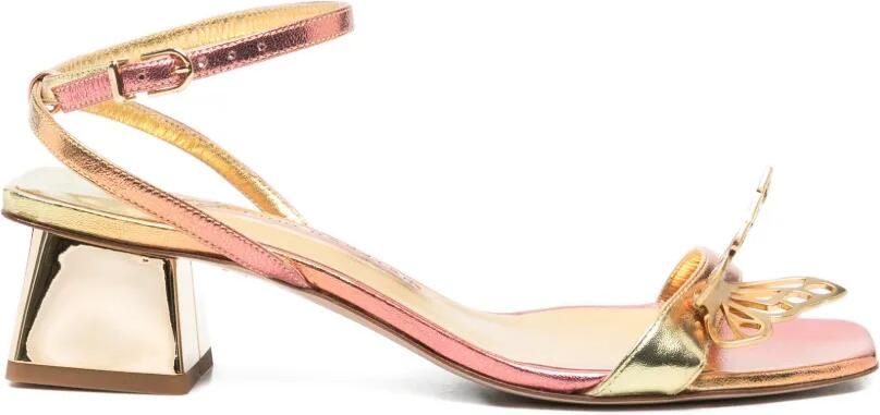 Sophia Webster Metallic leren sandalen met vlinder-detail Goud