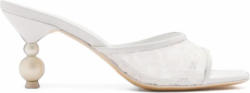 Sophia Webster Perla lace-panel sandals Wit