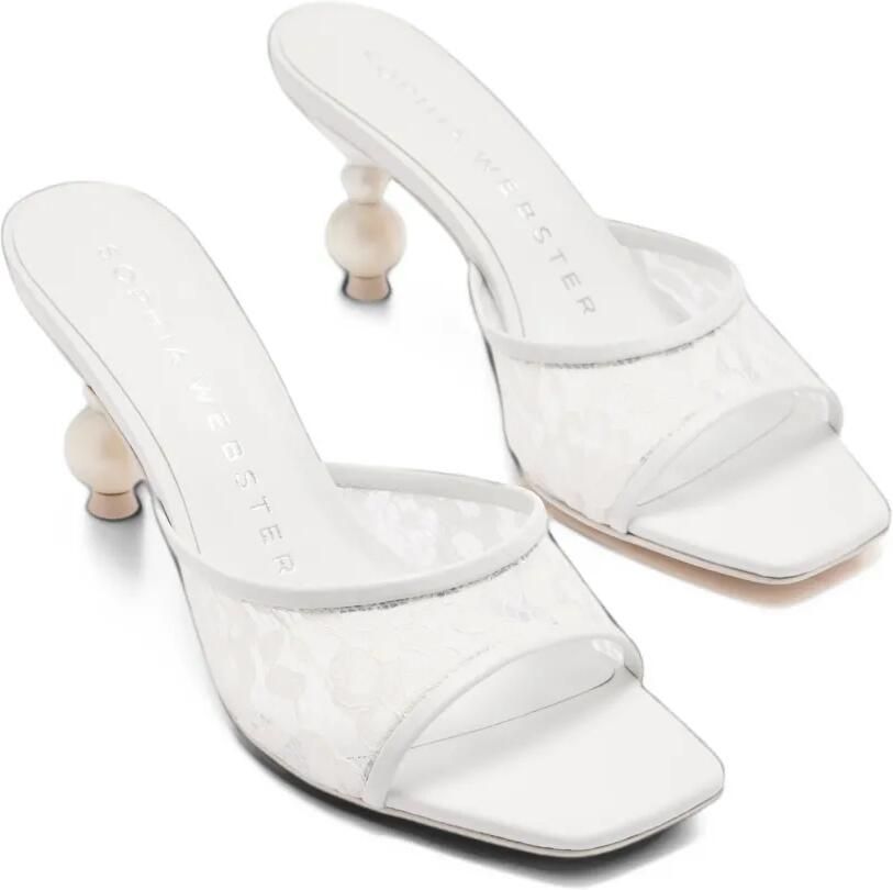 Sophia Webster Perla lace-panel sandals Wit - Foto 3