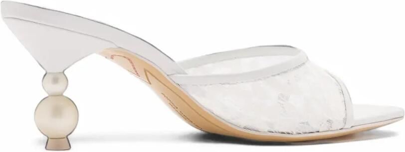 Sophia Webster Perla lace-panel sandals Wit - Foto 4