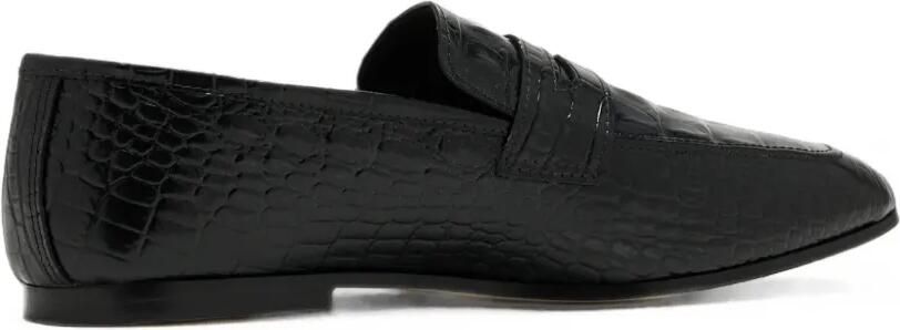 SOPHIQUE Essenziale leren loafers met krokodillen-reliëf Zwart - Foto 4