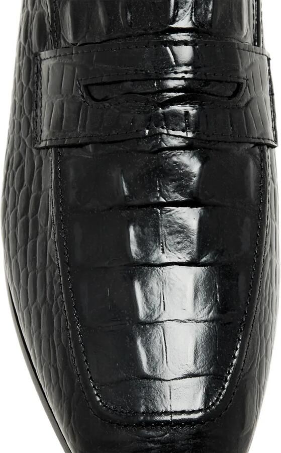 SOPHIQUE Essenziale leren loafers met krokodillen-reliëf Zwart - Foto 3