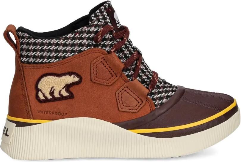 SOREL Out N About laarzen met pied-de-poule patroon Bruin