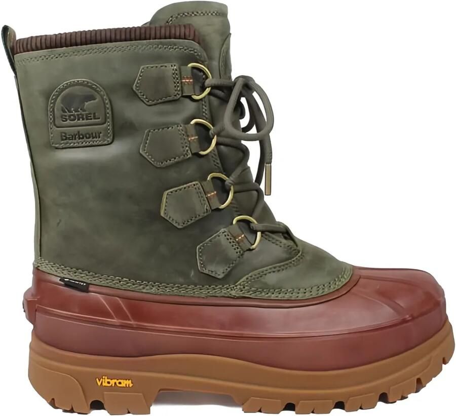 SOREL x Caribou leren veterlaarzen Groen