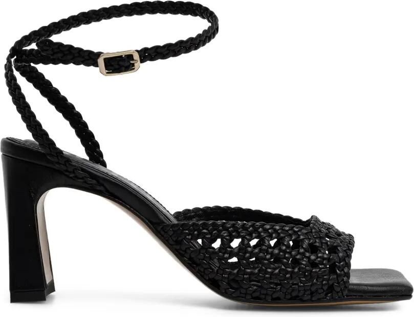 Souliers Martinez Lee leren gevlochten sandalen Zwart