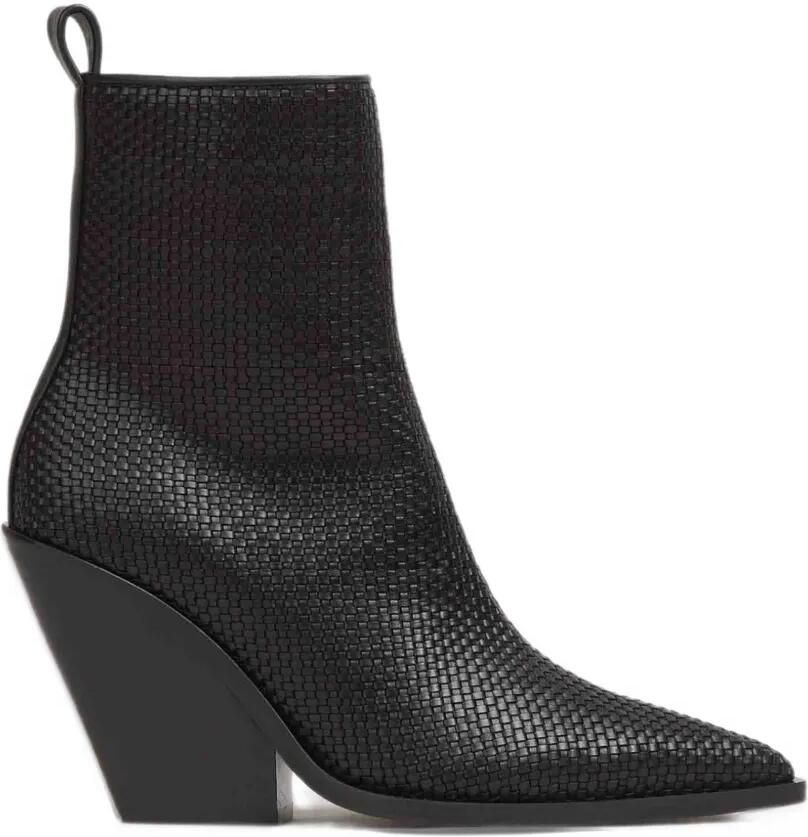 Souliers Martinez woven leather ankle boots Zwart