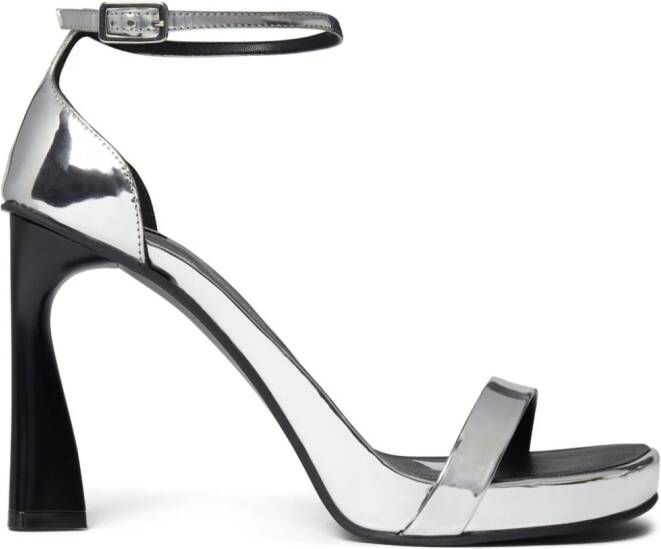 Stella McCartney Elsa 100 mm sandalen met metallic-effect Zilver