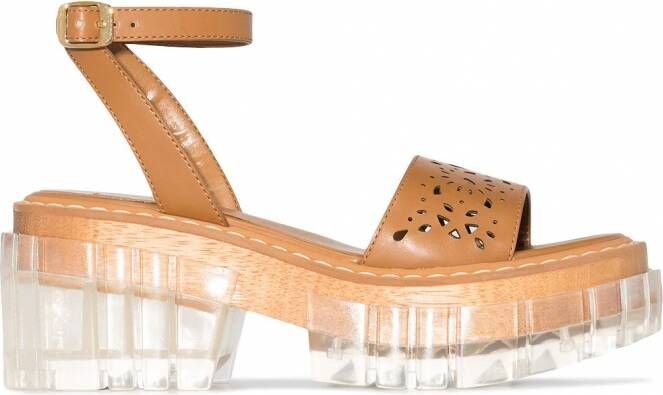 Stella McCartney Emilie sandalen met plateauzool Bruin