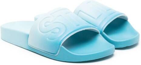 Stella McCartney Kids Rubberen slippers met logo-reliëf Blauw