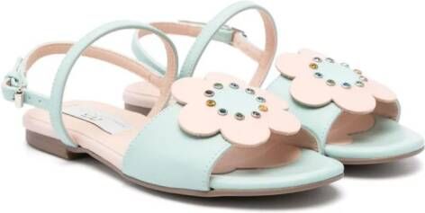 Stella McCartney Kids Sandalen van imitatieleer met bloemapplicatie Groen